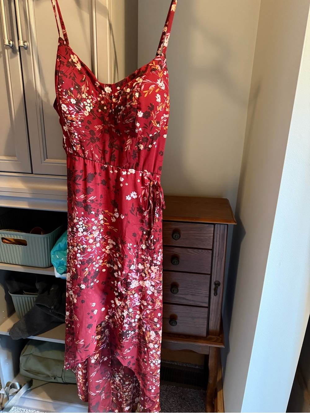 Lily Rose Red Floral Midi Dress